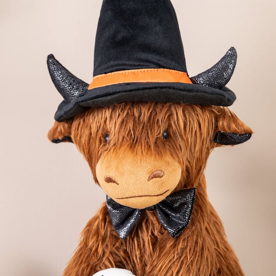 Glitzhome® 19" Halloween Fabric Highland Cow Shelf Sitter